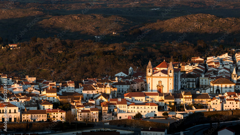 Cityscape of Castelo de Vide, Portugal, at sunset