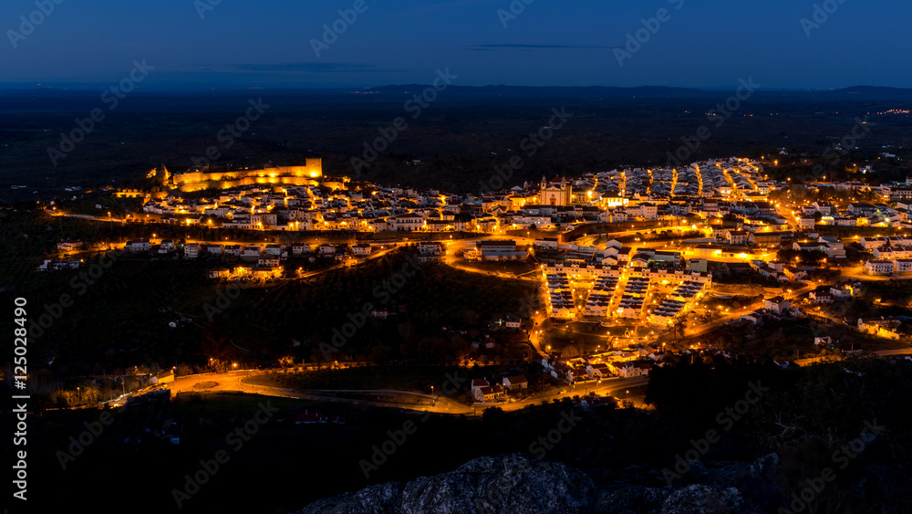 Illuminated Buildings of Castelo De Vide, Portugal, at night