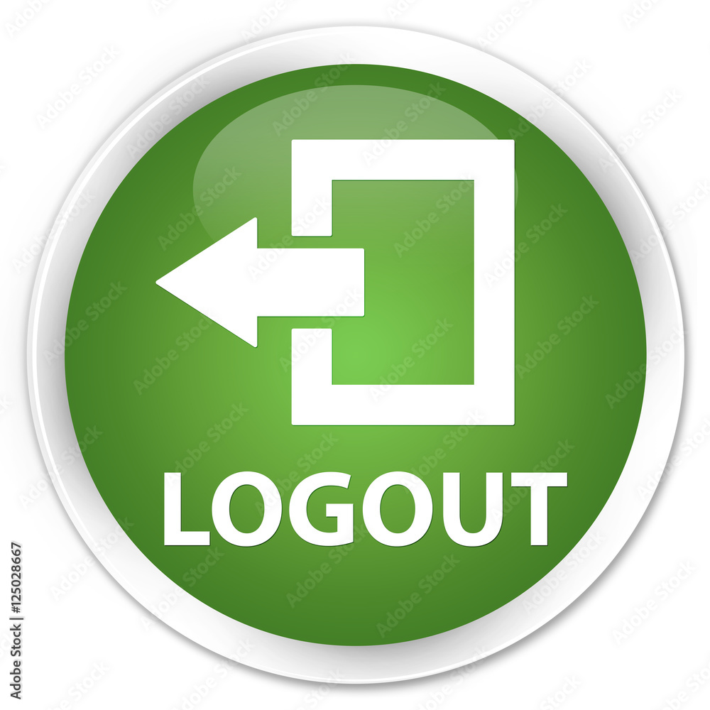Logout soft green glossy round button Logout soft green glossy round button