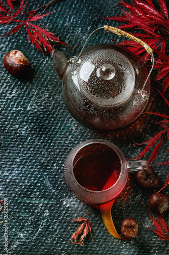 Autumn red hibiscus tea