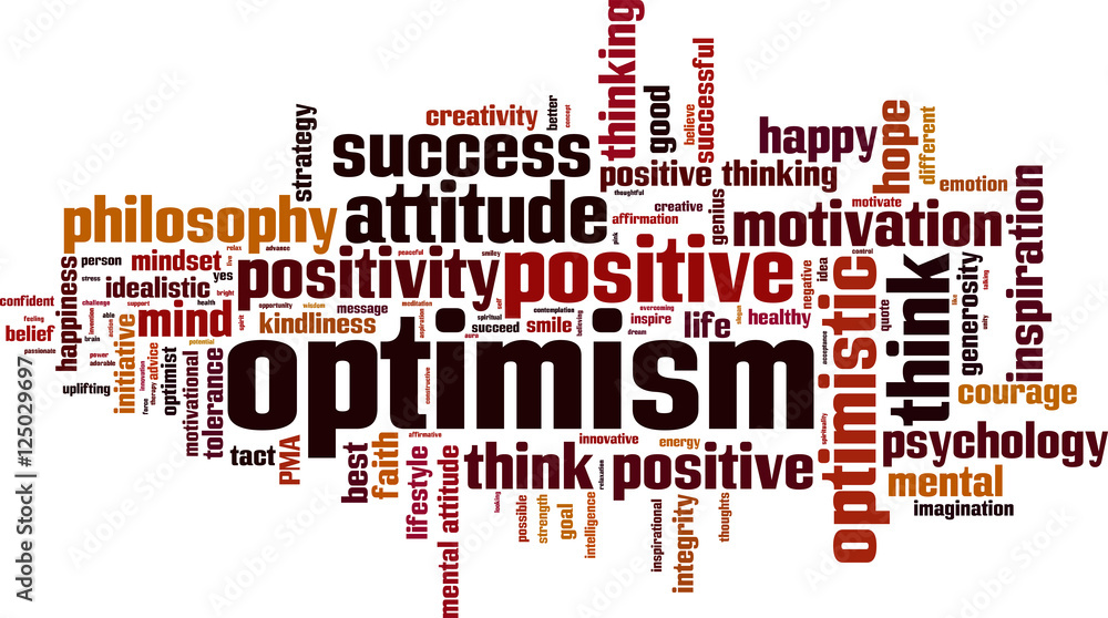 Optimism word cloud concept. Vector illustration Optimism word cloud concept. Vector illustration
