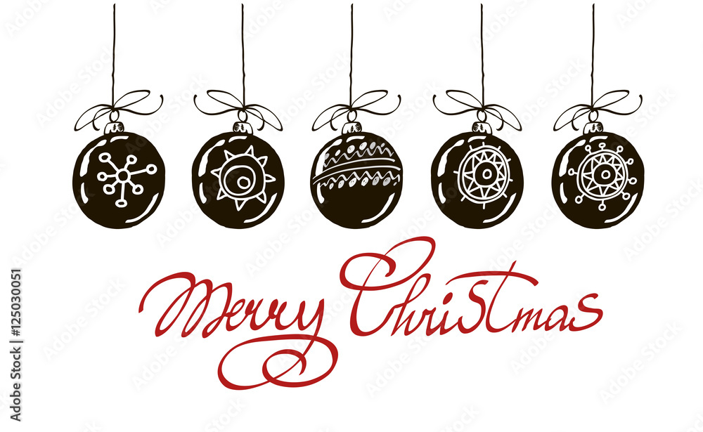 Merry Christmas hand lettering isolated on white background. Vector ...