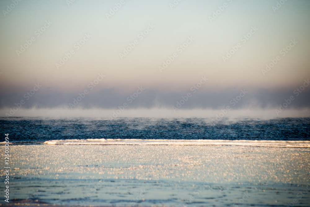 frozen beach view by the baltic sea