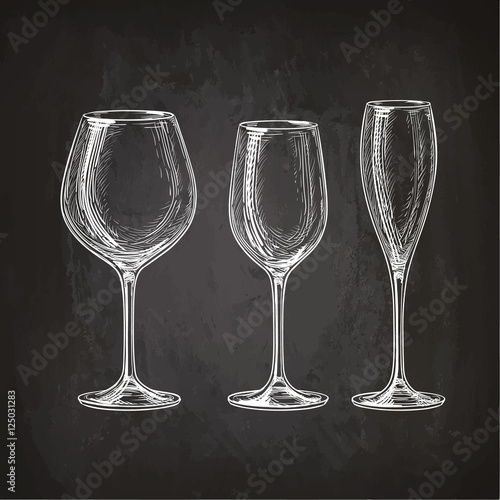 Set of empty glasses.