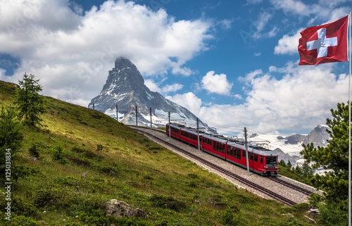 Swiss beauty, rack railway under breathtaking Matterhorn