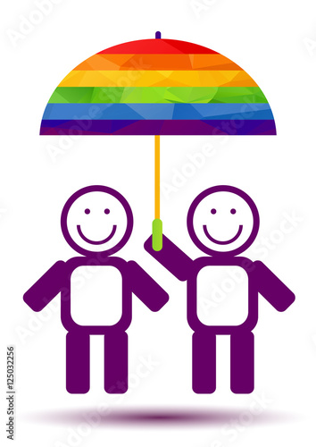 gays couple with umbrella