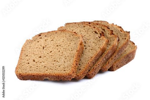 Sliced rye bread isolated on white background