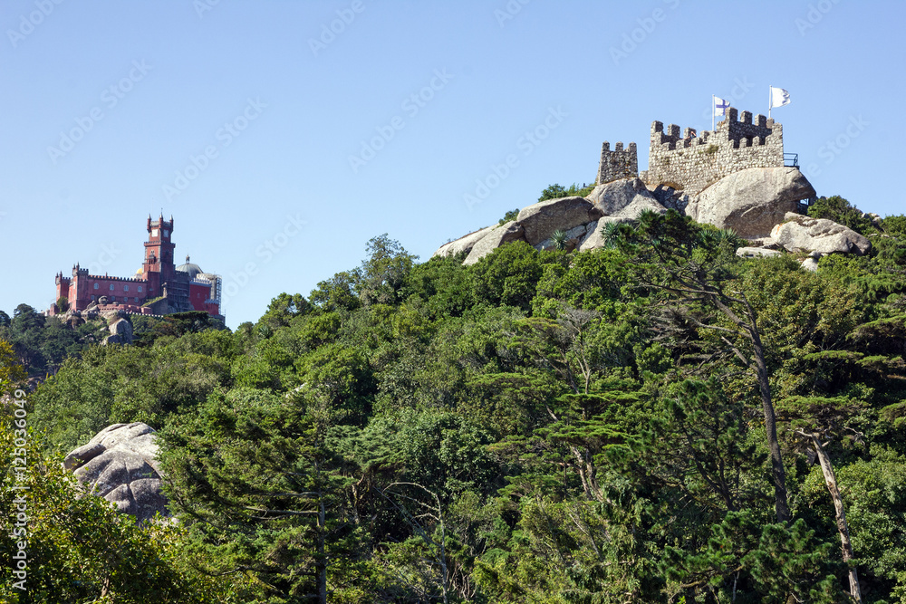 Sintra, Portugal. Moors Castle and Pena palace