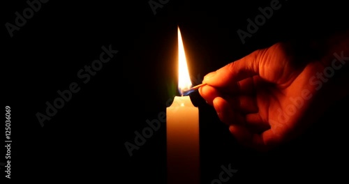 Light a candle and burning fire
