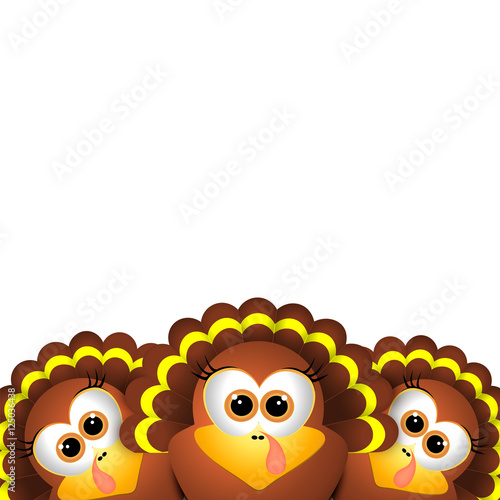 Card for Thanksgiving Day. Funny turkey on white background
