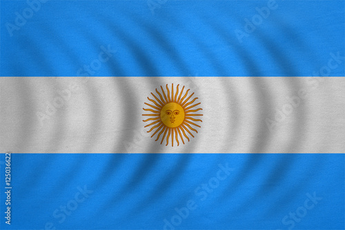 Flag of Argentina wavy, detailed fabric texture
