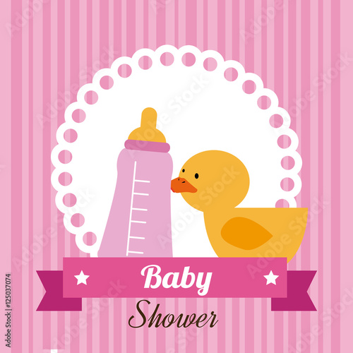 Baby shower design over pink background,vector illustration