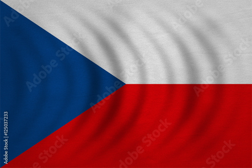 Flag of Czech Republic wavy, real fabric texture © 12ee12