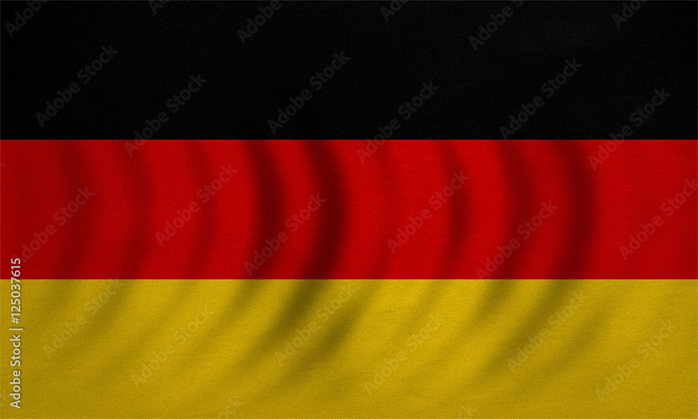 Naklejka premium Flag of Germany wavy, real detailed fabric texture