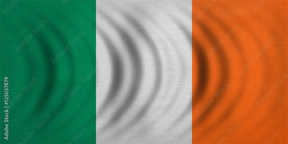 Flag of Ireland wavy, real detailed fabric texture