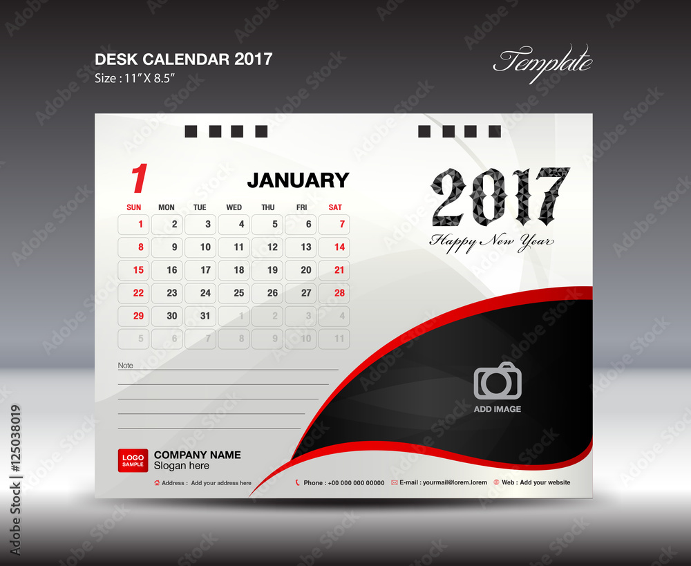 Desk Calendar for 2017 Year, january 2017 year,Week starts Monda Desk Calendar for 2017 Year, january 2017 year,Week starts Monda