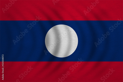 Flag of Laos wavy, real detailed fabric texture