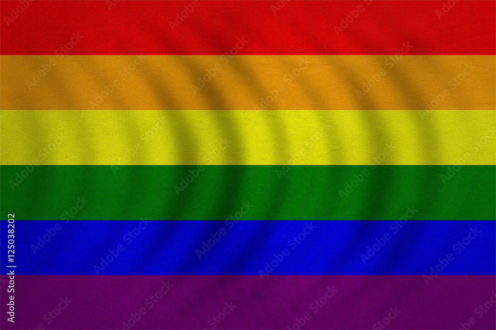 Rainbow gay pride flag wavy, real fabric texture Rainbow gay pride flag wavy, real fabric texture