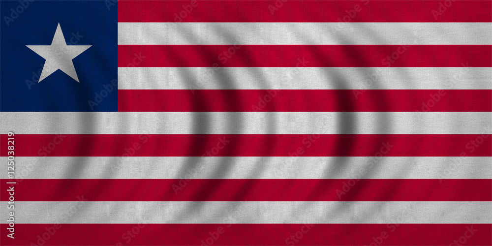 Fototapeta premium Flag of Liberia wavy, real detailed fabric texture