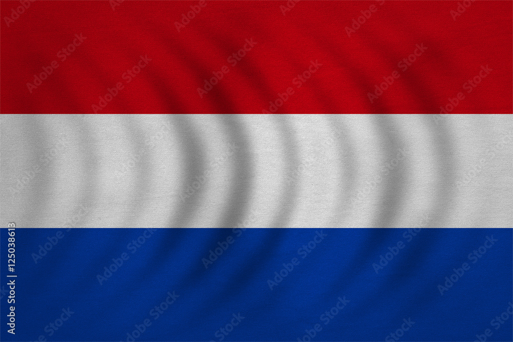 Flag of the Netherlands wavy, real fabric texture