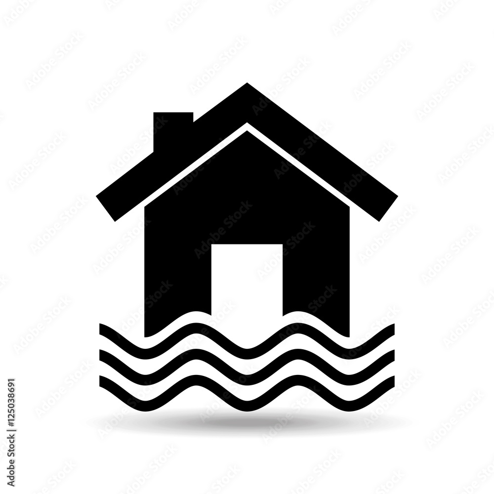 house silhouette and water icon, vector illustration house silhouette and water icon, vector illustration