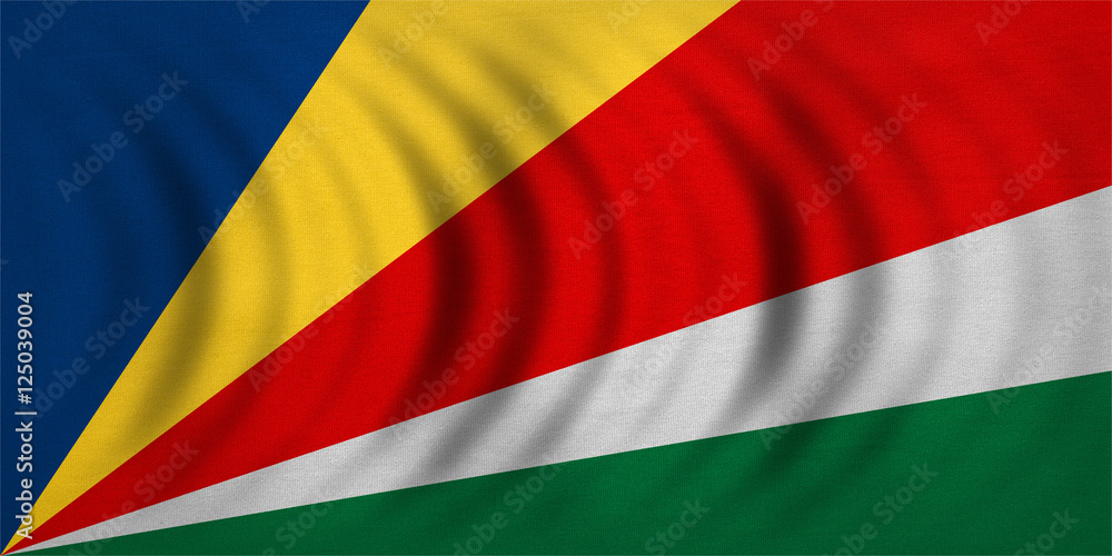 Flag of Seychelles wavy, detailed fabric texture Flag of Seychelles wavy, detailed fabric texture