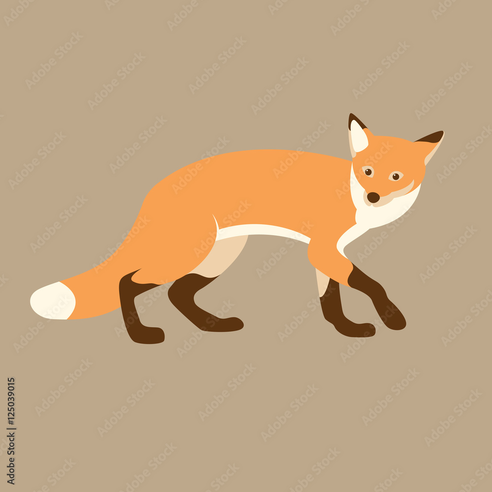 Obraz premium red fox vector illustration style Flat