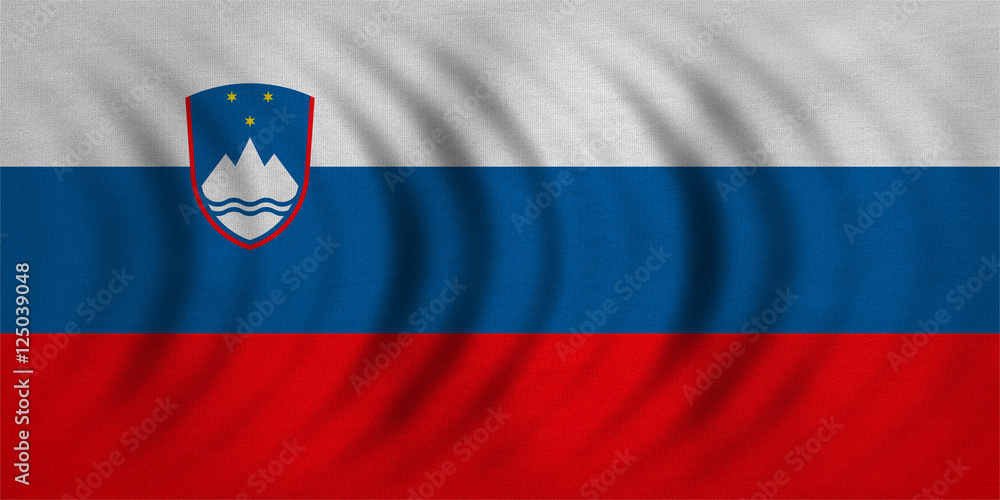Flag of Slovenia wavy real detailed fabric texture Flag of Slovenia wavy real detailed fabric texture