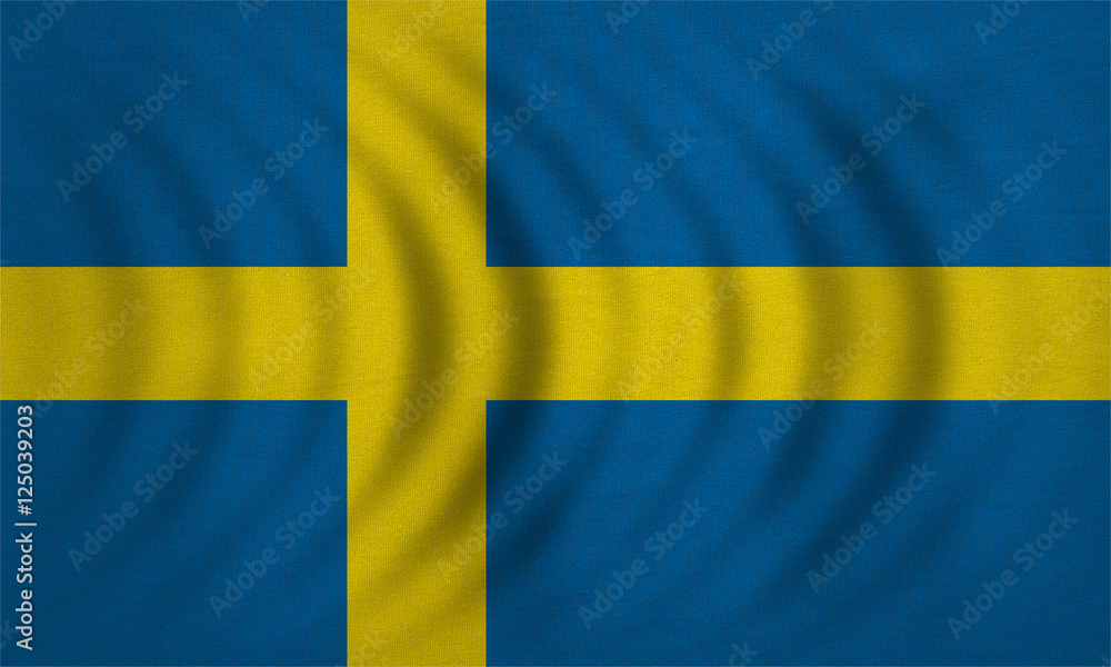 Flag of Sweden wavy, real detailed fabric texture Flag of Sweden wavy, real detailed fabric texture