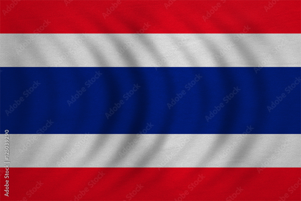 Fototapeta premium Flag of Thailand wavy real detailed fabric texture