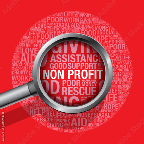 Non profit in charity word cloud help concept vector illustration
