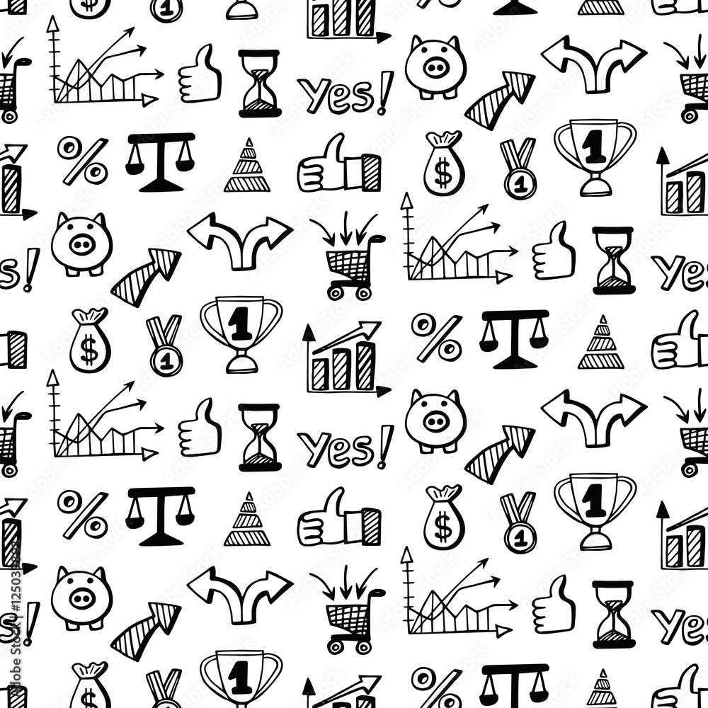 Seamless pattern with Social media business doodles Seamless pattern with Social media business doodles