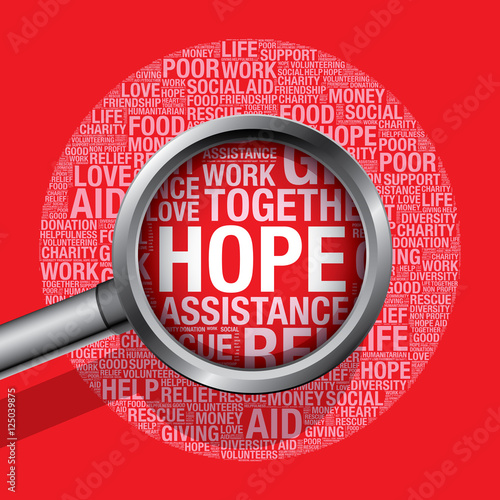 Hope in charity word cloud help concept vector illustration