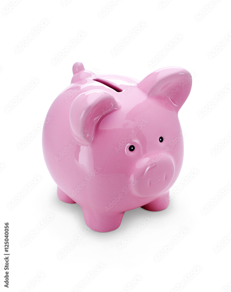 Pink Piggy Bank Isolated on a White Background