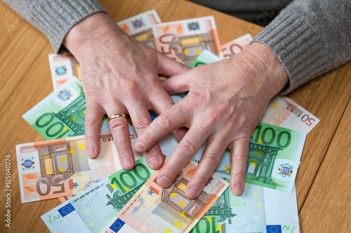 Photography a rich man with money Euro