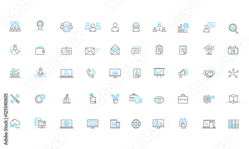 Business Services Software solutions Vector Line Icon Set