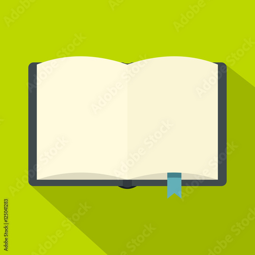 Open book with bookmark icon. Flat illustration of open book with bookmark vector icon for web