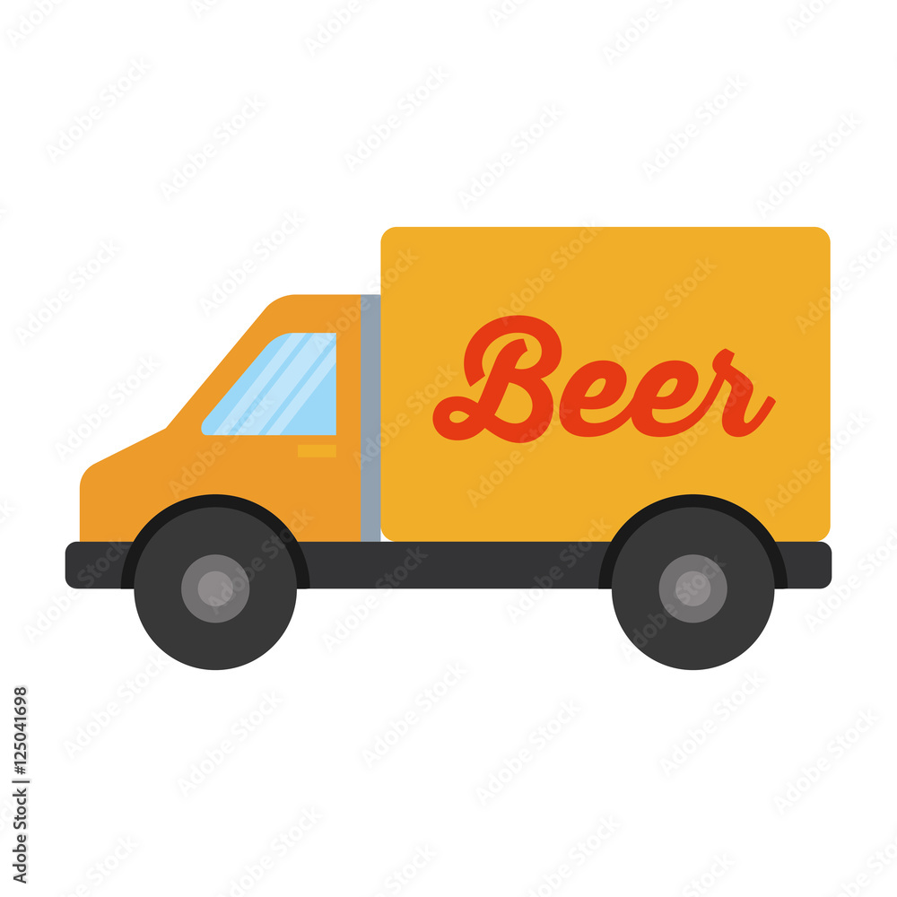 truck vehicle delivery beer isolated icon vector illustration design