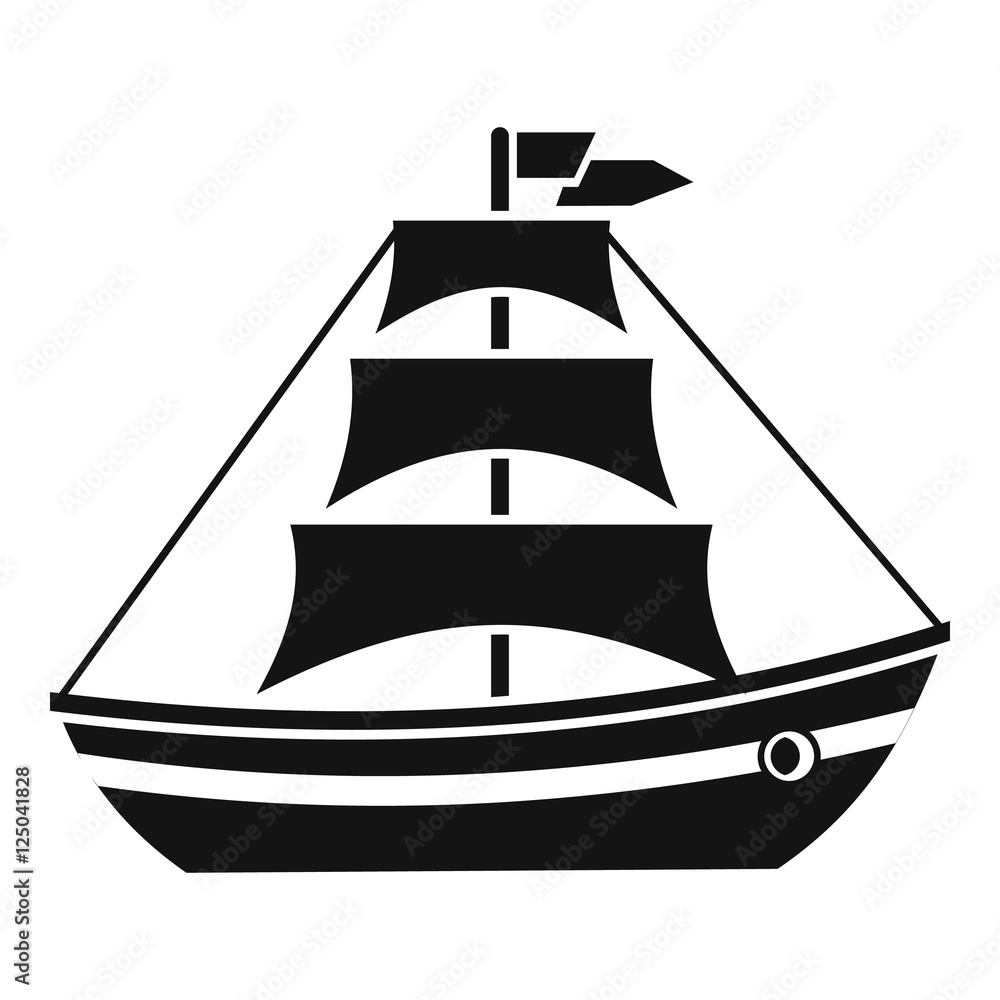 Boat with sails icon. Simple illustration of boat with sails vector icon for web Boat with sails icon. Simple illustration of boat with sails vector icon for web
