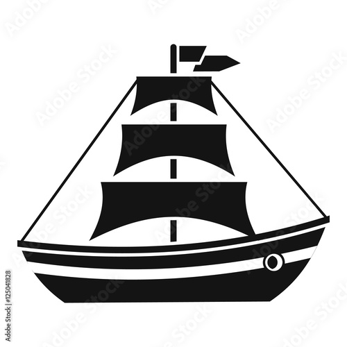 Boat with sails icon. Simple illustration of boat with sails vector icon for web © ylivdesign