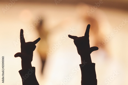 Child hands with fingers spread. silhouette image