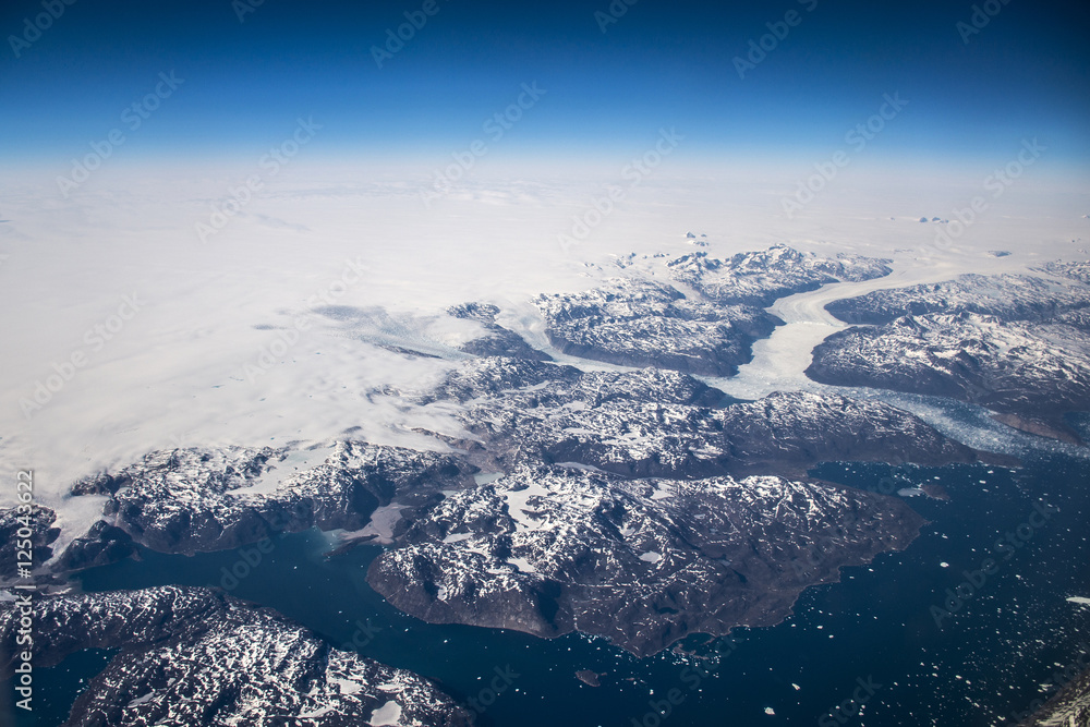 Aerial Greenland white glacier landscape mountains 9