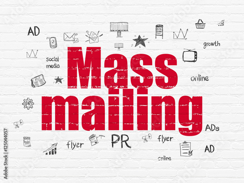 Advertising concept  Mass Mailing on wall background