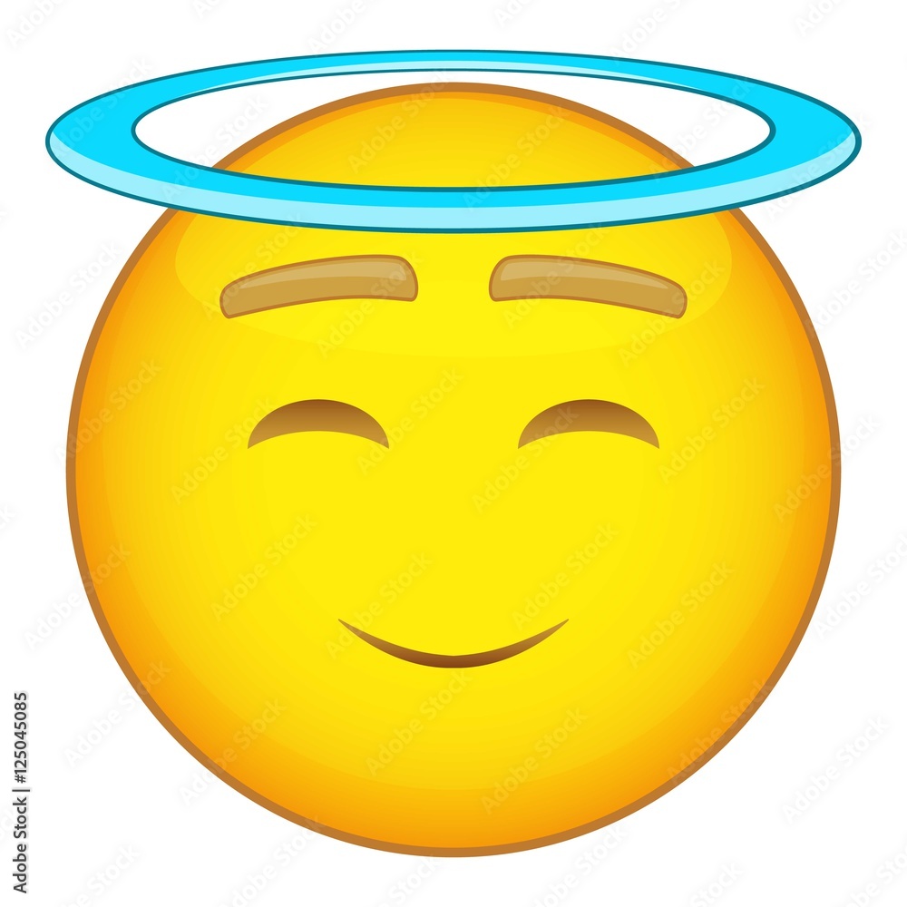 Emoticon with halo icon. Cartoon illustration of emoticon vector icon for web design Emoticon with halo icon. Cartoon illustration of emoticon vector icon for web design