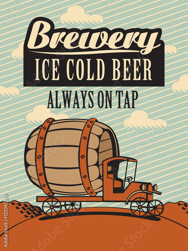 Banner with truck cars brewery in a landscape
