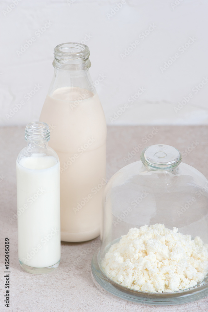 Fresh dairy products on the table Fresh dairy products on the table