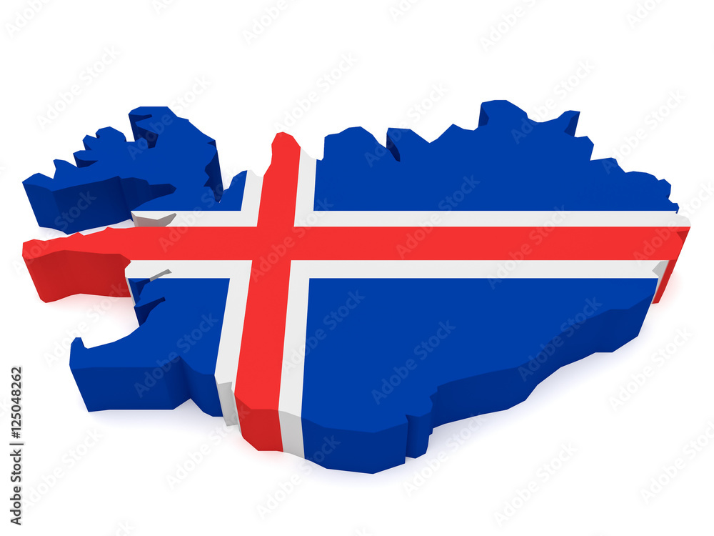 3d Illustration of Iceland Map With Icelandic Flag Isolated On White ...