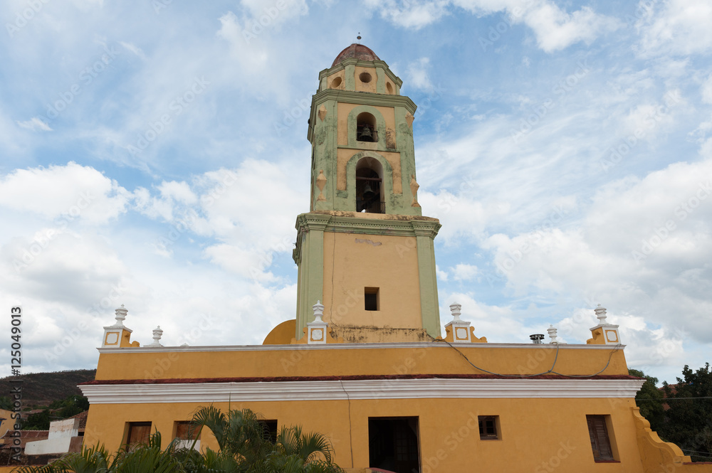 View of a church bell tower in Trinidad, Cuba