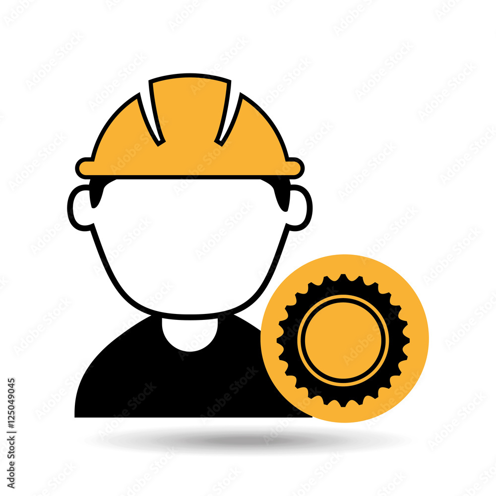 avatar man construction worker with gear cog icon vector illustration avatar man construction worker with gear cog icon vector illustration