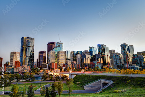 Sunset Over Calgary Downtown Skyline in HDR